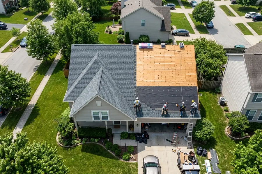 Beardman Building Services roof replacement in progress in Saint James City